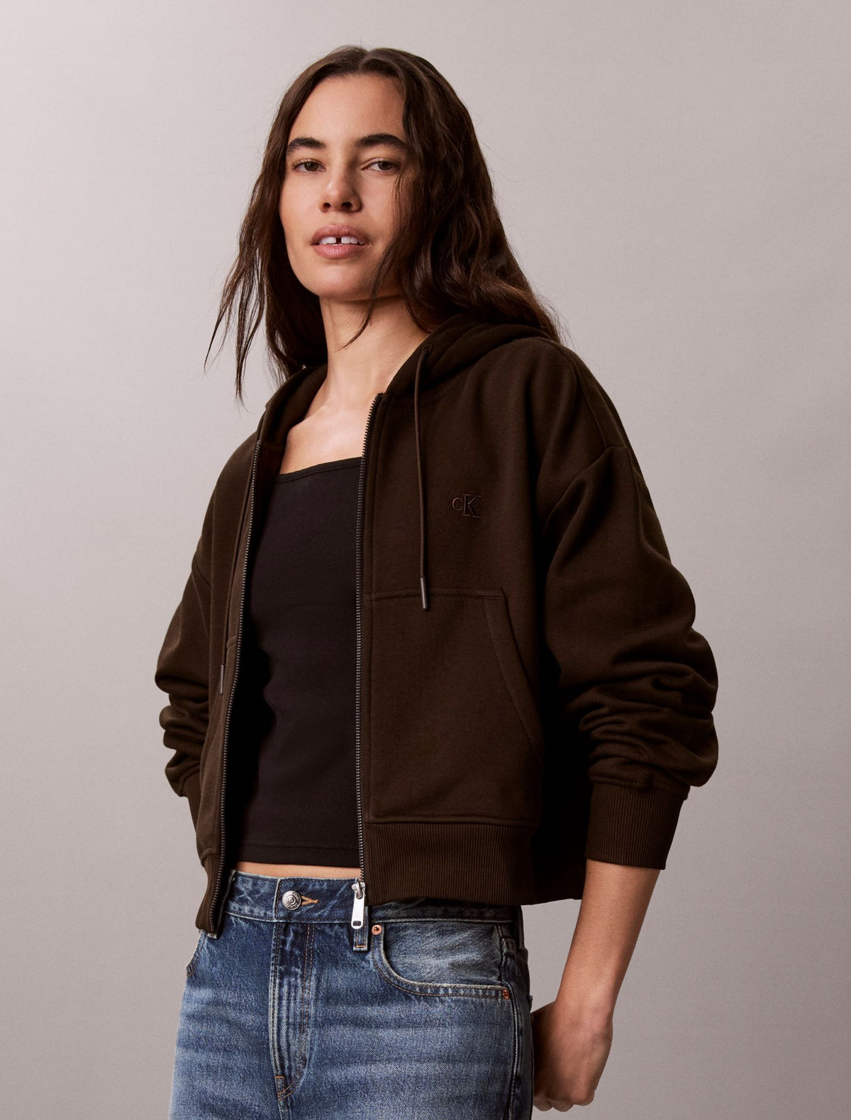 Calvin Klein Monogram Logo Fleece Zip Hoodie