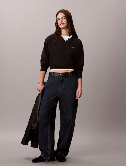 Calvin Klein Woven Monologo French Terry Relaxed Sweatshirt