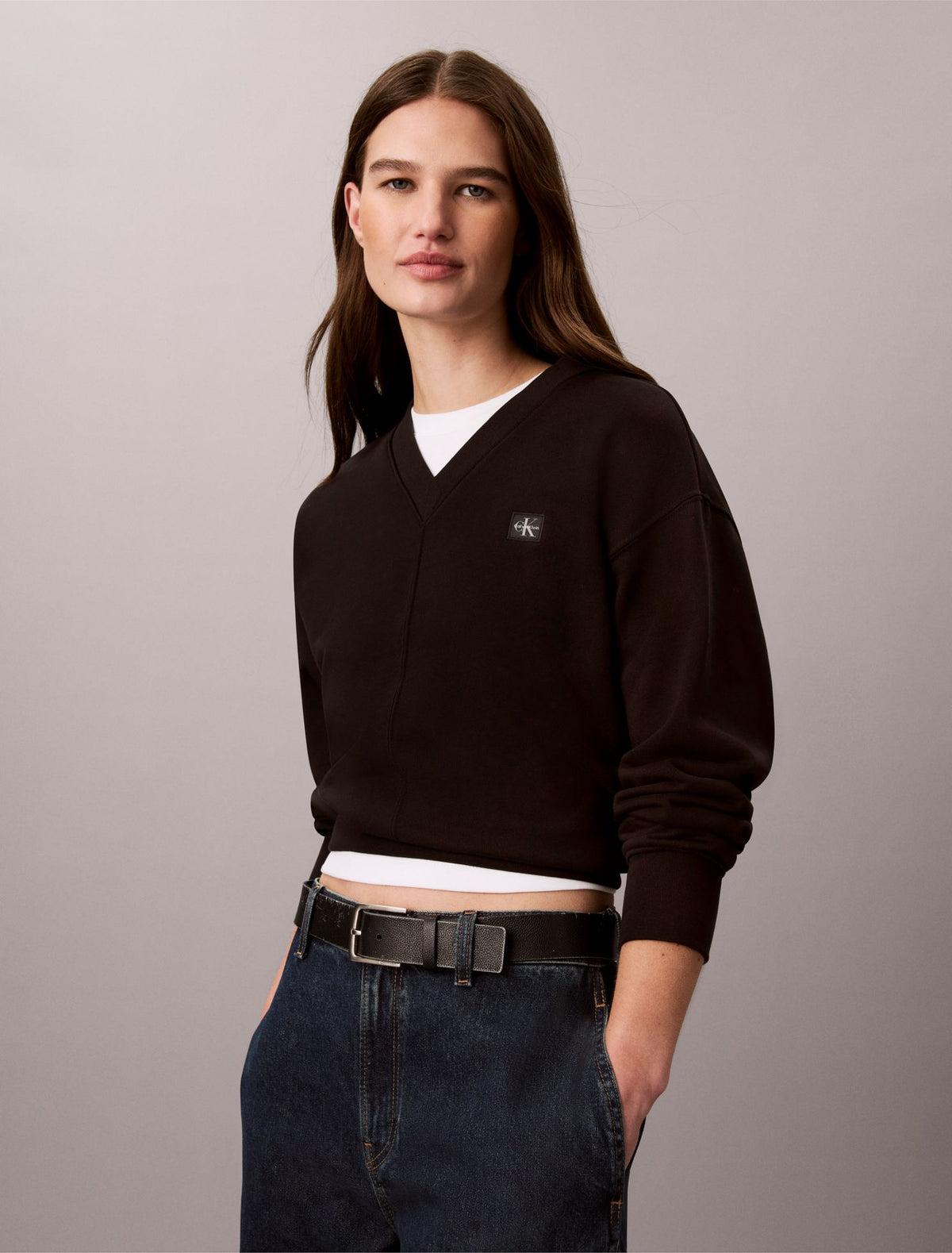 Calvin Klein Woven Monologo French Terry Relaxed Sweatshirt