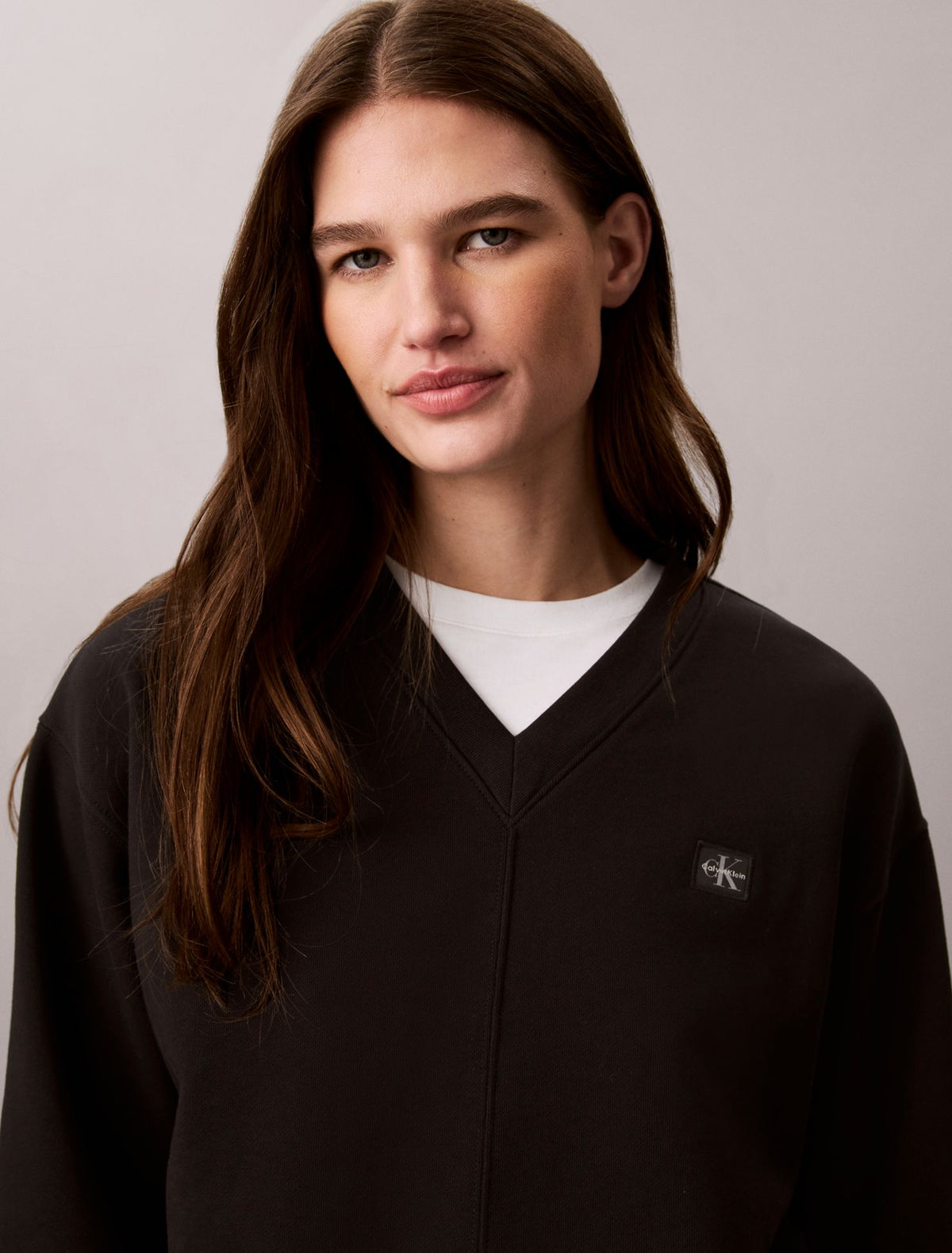 Calvin Klein Woven Monologo French Terry Relaxed Sweatshirt