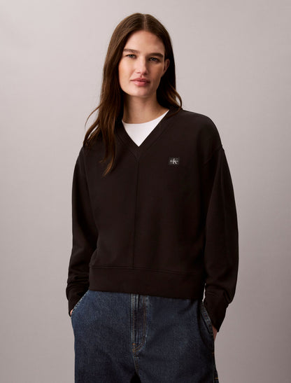 Calvin Klein Woven Monologo French Terry Relaxed Sweatshirt