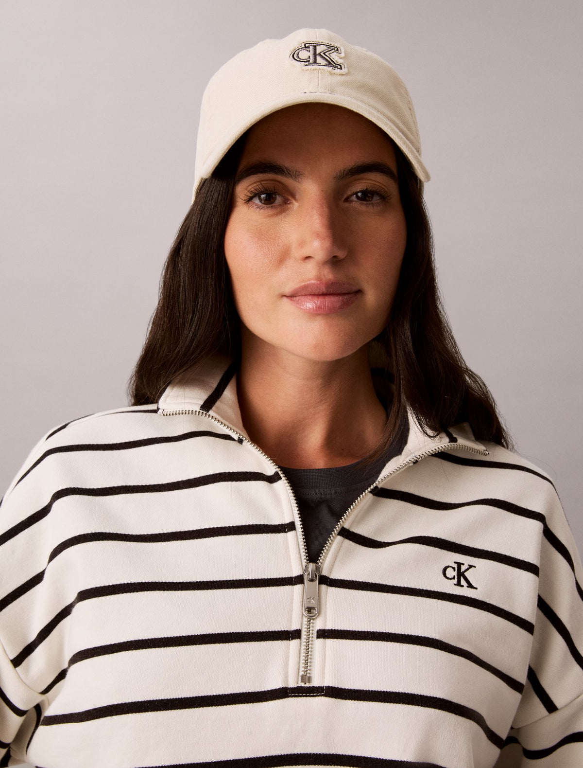 Calvin Klein Striped Monogram Terry Cropped Top