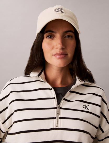 Calvin Klein Striped Monogram Terry Cropped Top