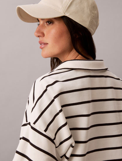 Calvin Klein Striped Monogram Terry Cropped Top
