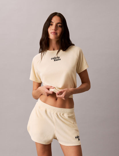 Calvin Klein Towel Terry 1989 Logo Cropped Sweatshirt