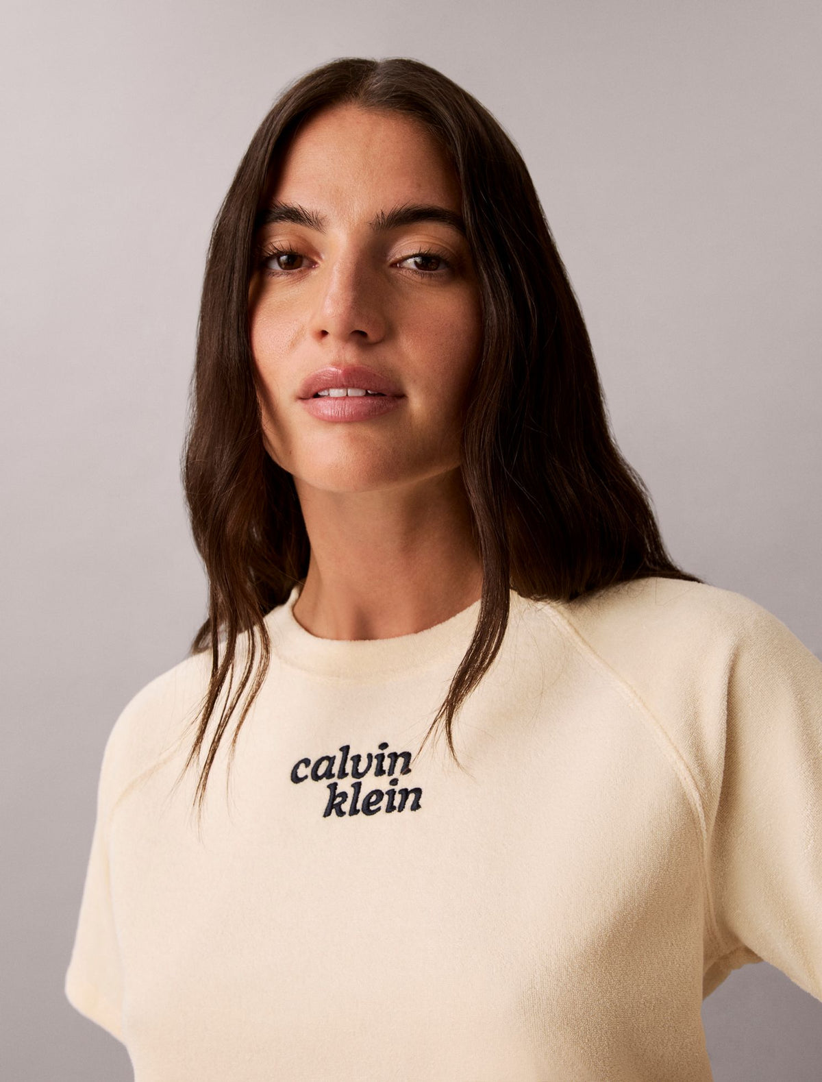 Calvin Klein Towel Terry 1989 Logo Cropped Sweatshirt