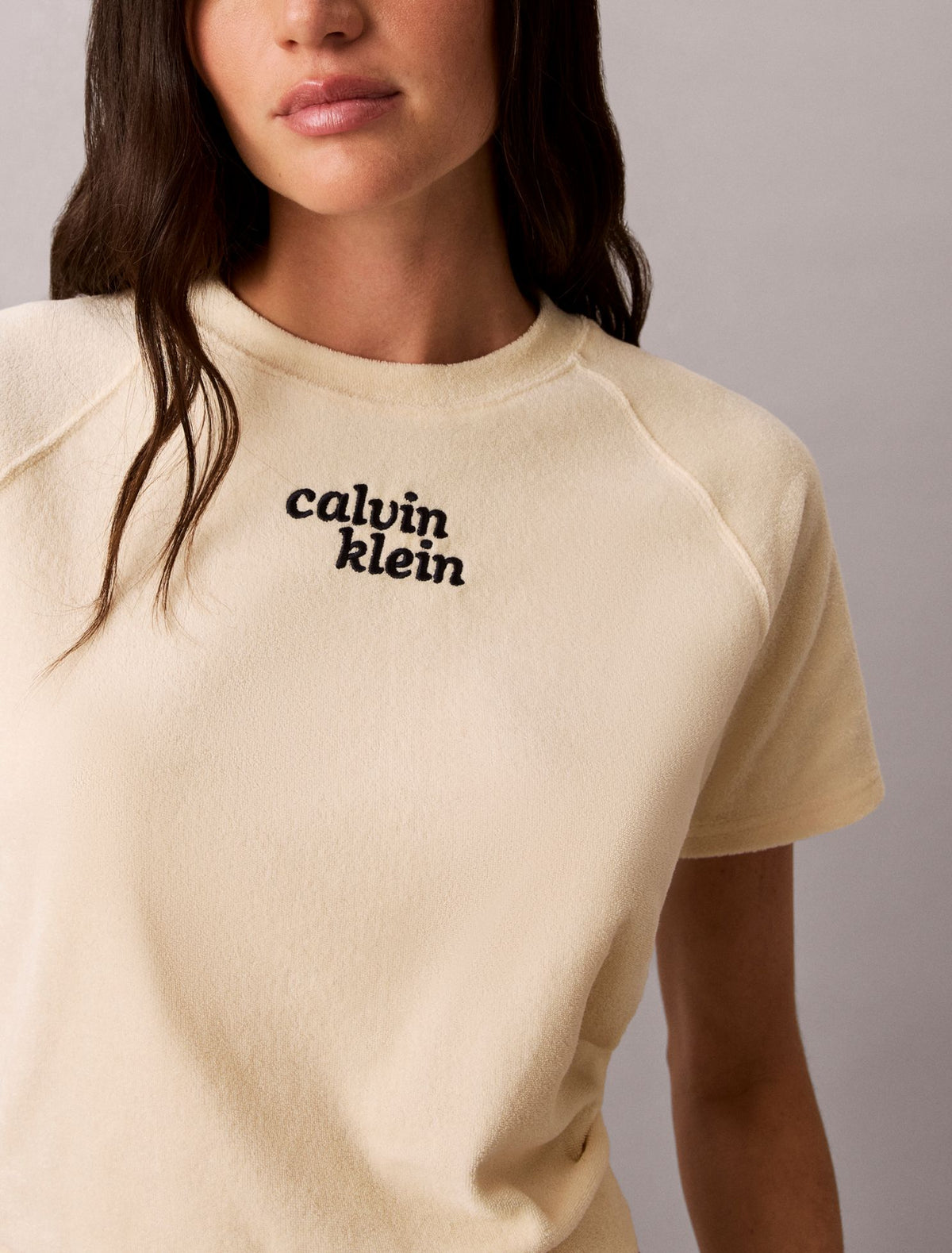 Calvin Klein Towel Terry 1989 Logo Cropped Sweatshirt