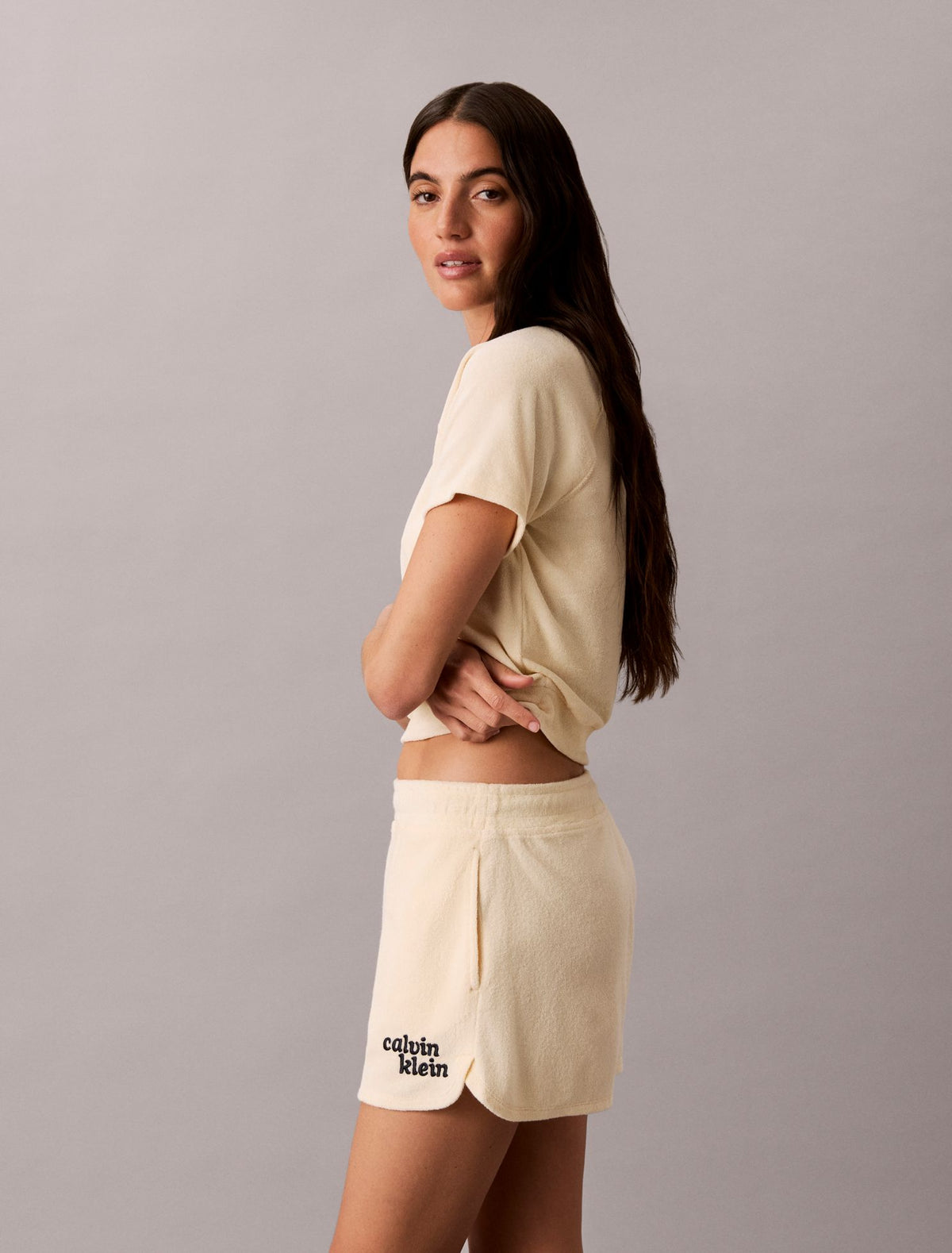 Calvin Klein Towel Terry 1989 Logo Cropped Sweatshirt