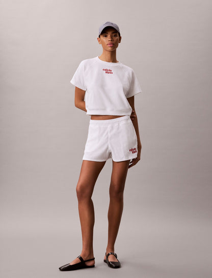 Calvin Klein Towel Terry 1989 Logo Cropped Sweatshirt