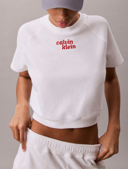 Calvin Klein Towel Terry 1989 Logo Cropped Sweatshirt