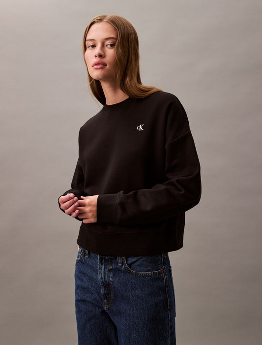 Calvin Klein Monogram Fleece Cropped Sweatshirt