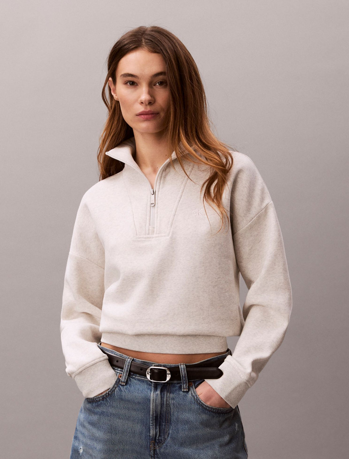 Calvin Klein Monogram Fleece Quarter Zip Sweatshirt