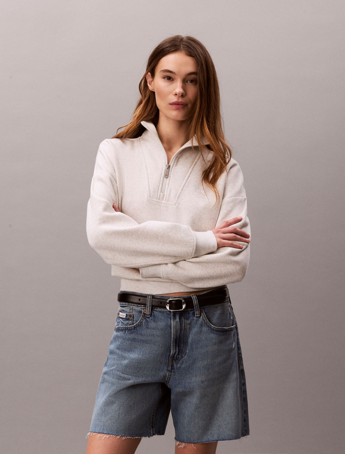 Calvin Klein Monogram Fleece Quarter Zip Sweatshirt