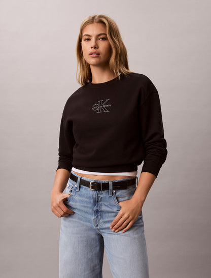 Calvin Klein Terry Foil Monologo Graphic Relaxed Sweatshirt