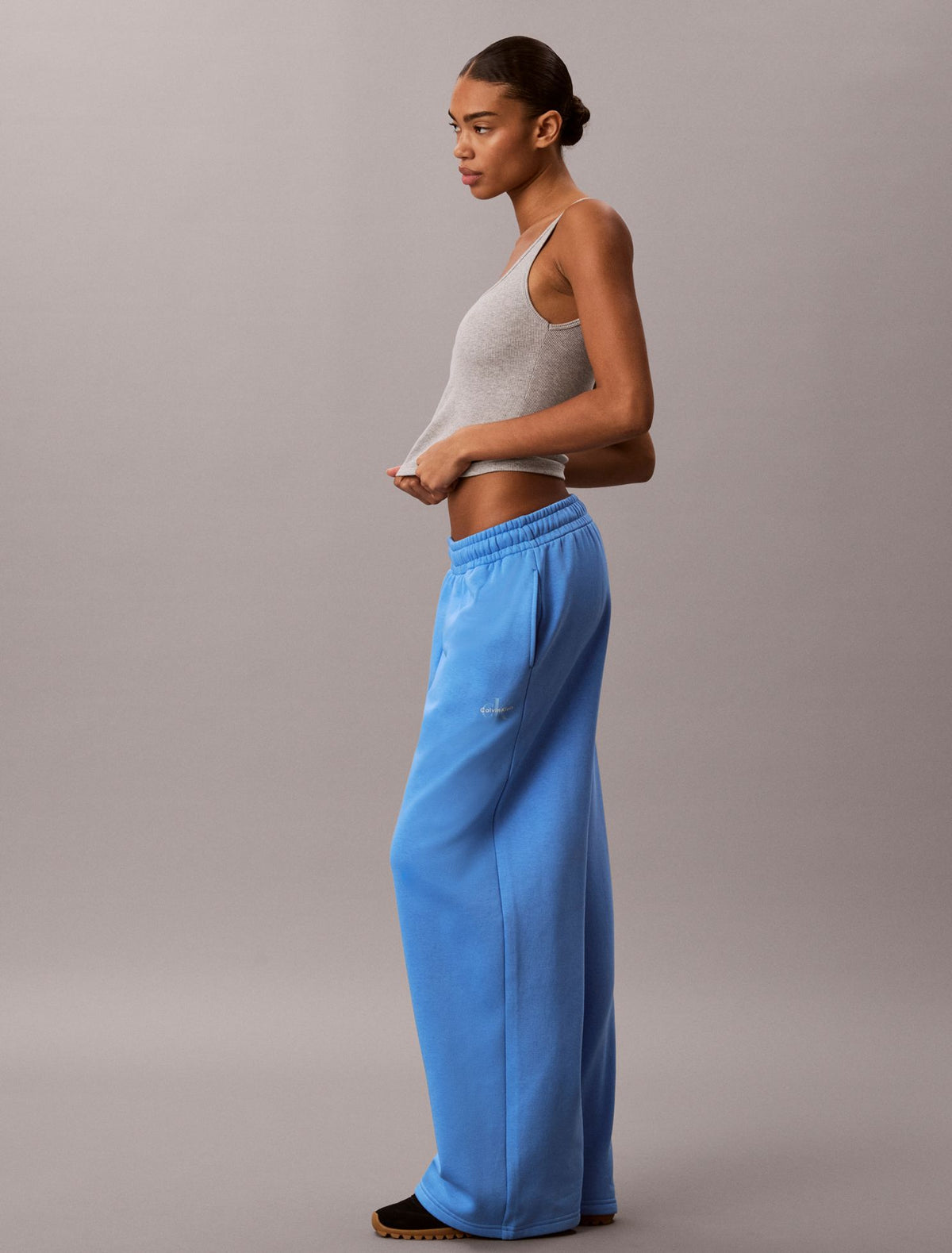 Calvin Klein Monologo Fleece Wide Leg Sweatpants