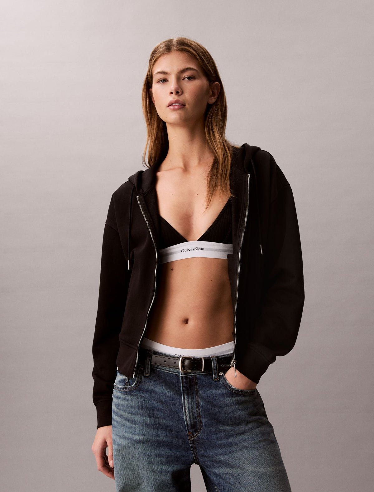 Calvin Klein Terry Monogram Cropped Hoodie