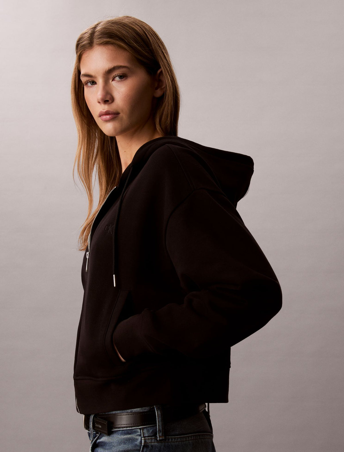 Calvin Klein Terry Monogram Cropped Hoodie