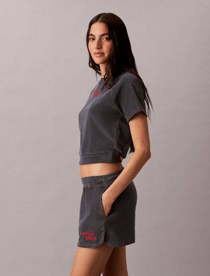 Calvin Klein Towel Terry 1989 Logo Cropped Sweatshirt