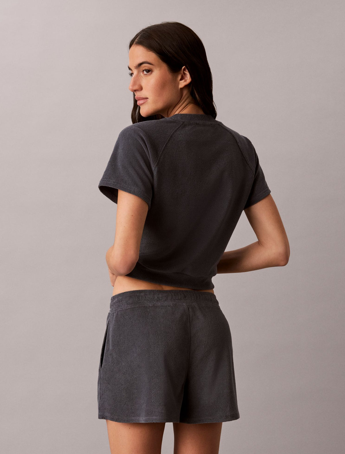 Calvin Klein Towel Terry 1989 Logo Cropped Sweatshirt