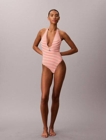 Calvin Klein Graphic Monogram Swim Plunge One Piece