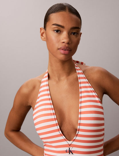 Calvin Klein Graphic Monogram Swim Plunge One Piece